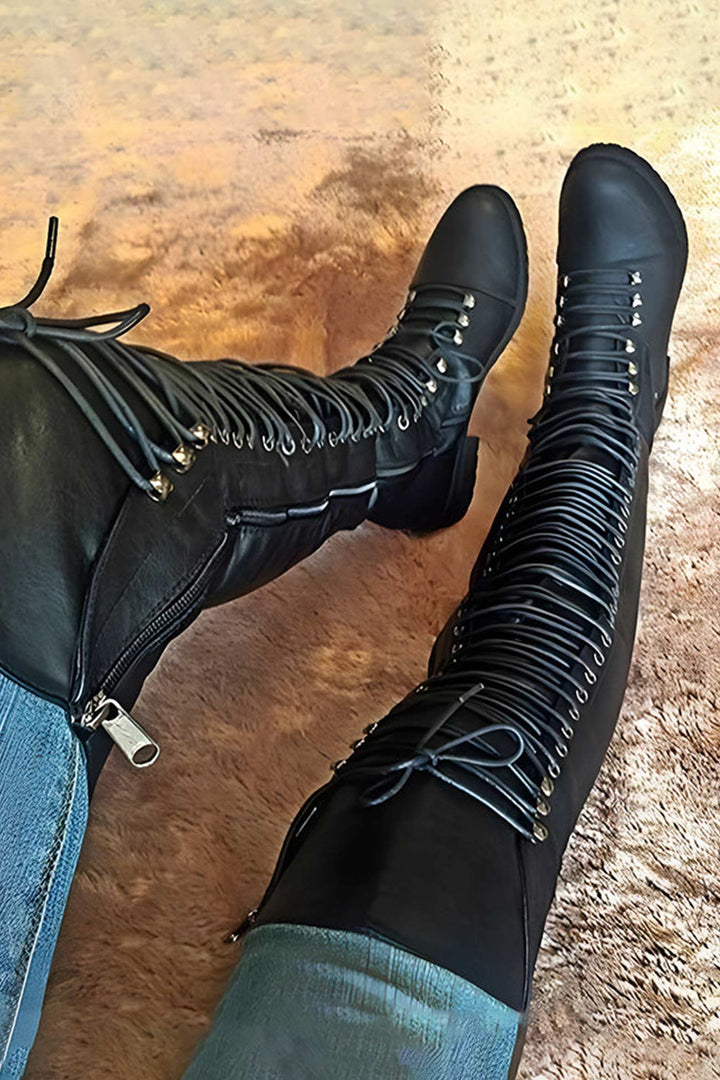 Chic Und Stil | Over-The-Knee Boots with Laces