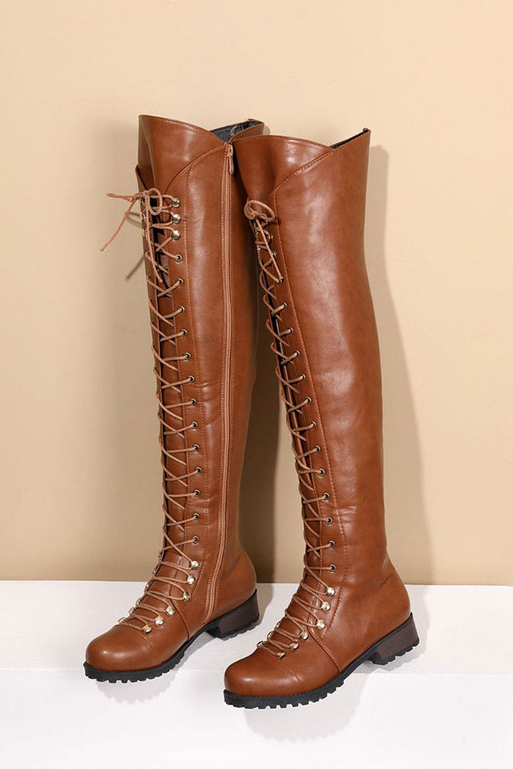 Chic Und Stil | Over-The-Knee Boots with Laces