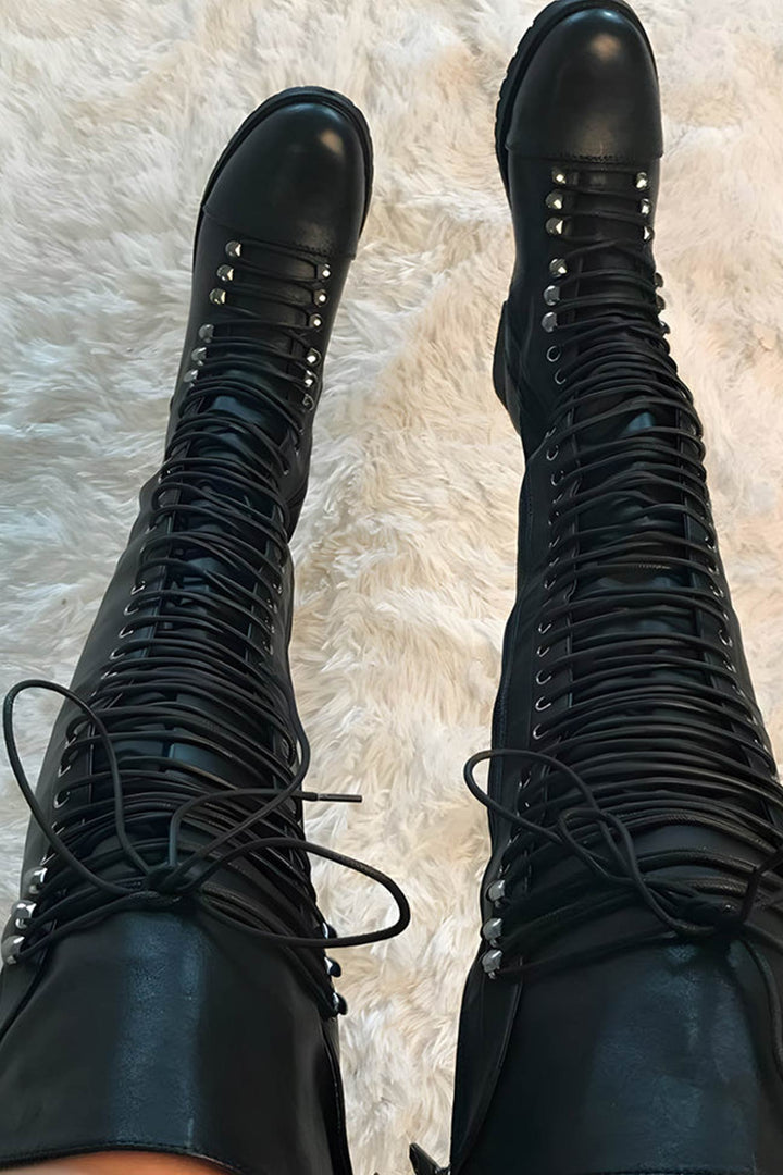 Chic Und Stil | Over-The-Knee Boots with Laces