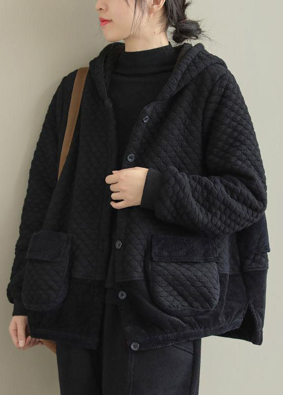 Lune London | Black patchwork bags Warm fleece hooded coats