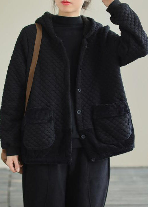 Lune London | Black patchwork bags Warm fleece hooded coats