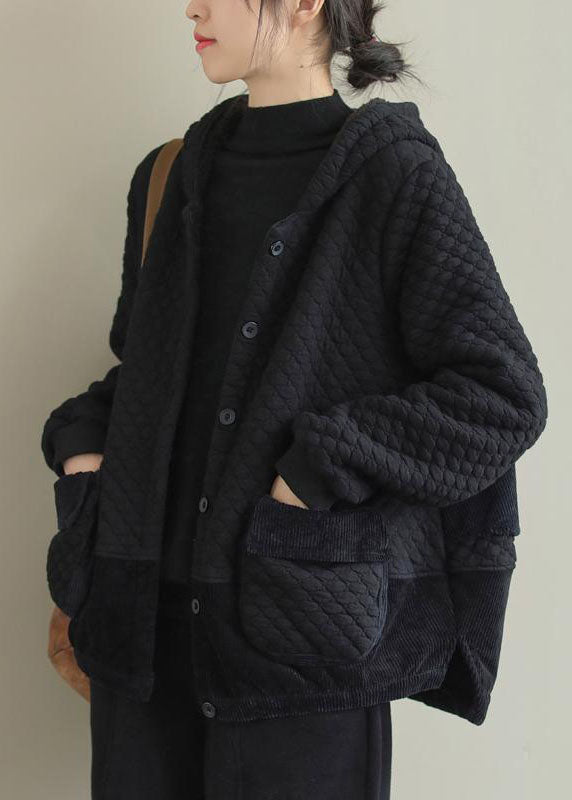 Lune London | Black patchwork bags Warm fleece hooded coats