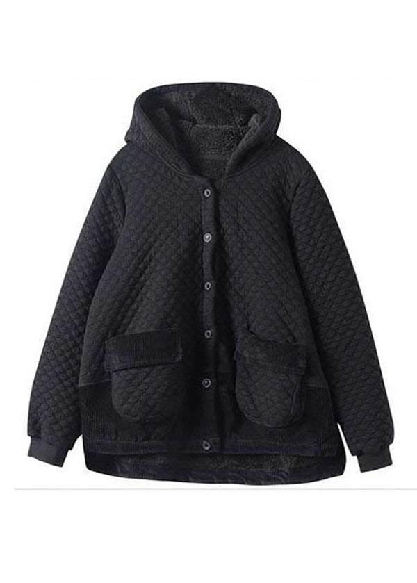 Lune London | Black patchwork bags Warm fleece hooded coats