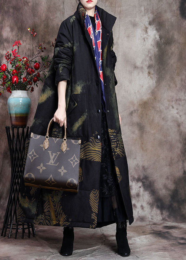 Lune London | Padded wool coats in fine cotton with large printed pockets and black high collar winter