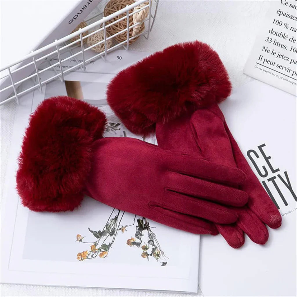 Lune London | Suede gloves for women - Faux fur trim - Winter