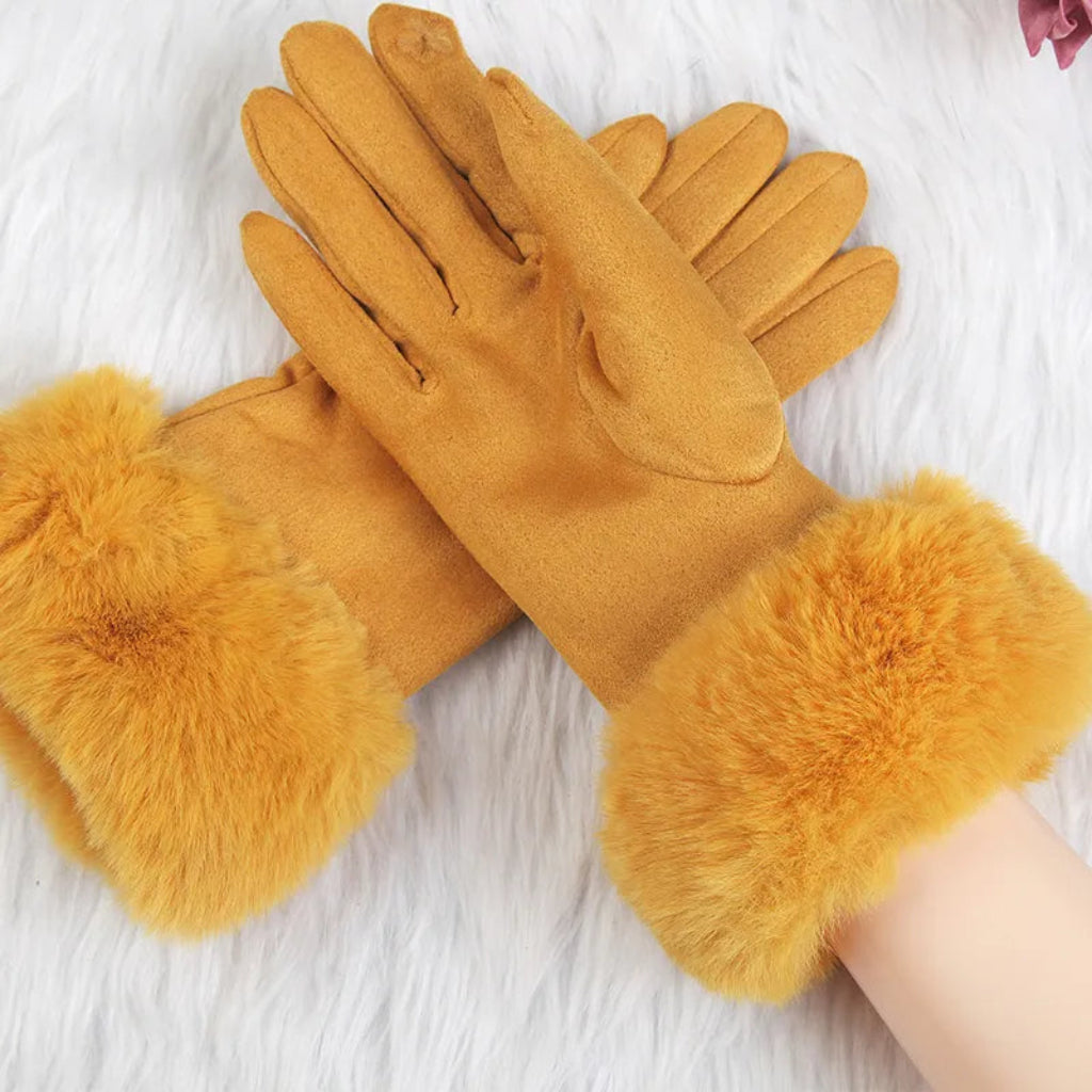 Lune London | Suede gloves for women - Faux fur trim - Winter