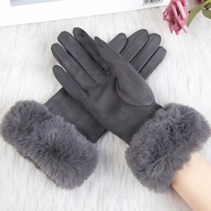 Lune London | Suede gloves for women - Faux fur trim - Winter