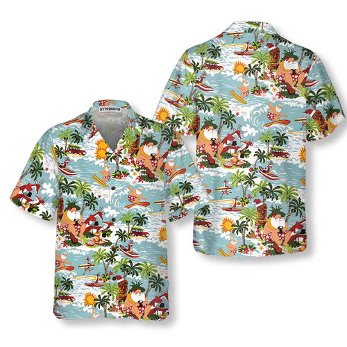 Lune London | Christmas Hawaiian shirt Santa surfer, funny Santa shirt, best gift for Christmas