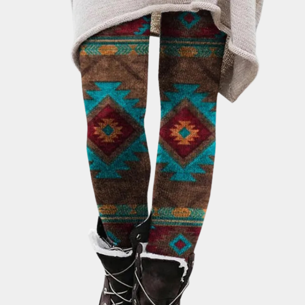 Lune London | Leggings Tight-Fitting Soft and Breathable Knit Geometric Pattern Fully Length