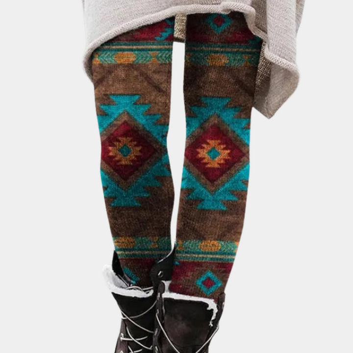 Lune London | Leggings Tight-Fitting Soft and Breathable Knit Geometric Pattern Fully Length