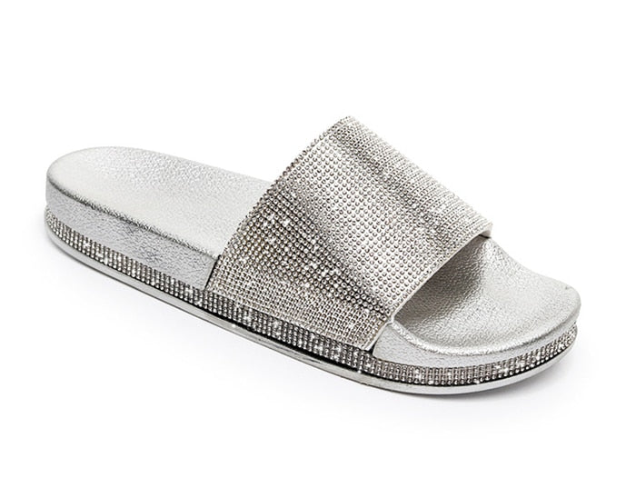 Chic und Stil | Crystal Diamond Slides with Embellishment Sandals