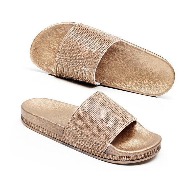 Chic und Stil | Crystal Diamond Slides with Embellishment Sandals