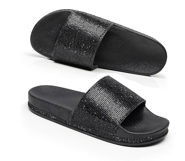 Chic und Stil | Crystal Diamond Slides with Embellishment Sandals