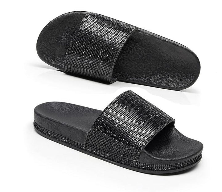 Chic und Stil | Crystal Diamond Slides with Embellishment Sandals