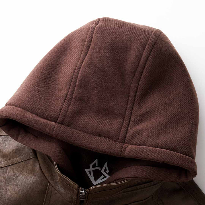 Lune London | Urban street jacket in faux leather with removable hood - Trendy transition jacket for everyday life and leisure