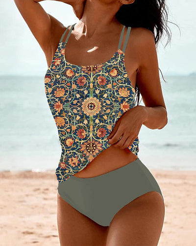 Lune London | Women's Printed Two-Piece Tankini Bikini Beachwear