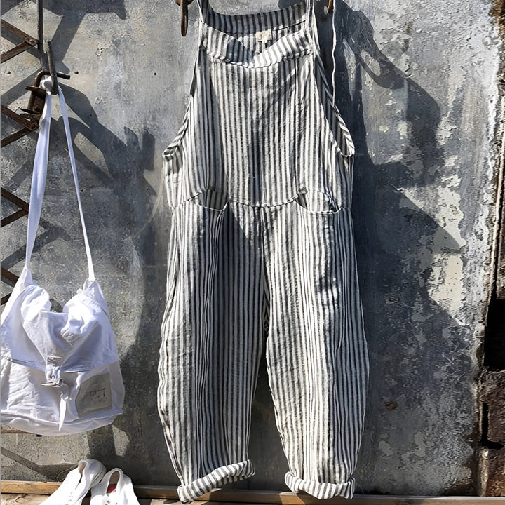 Chic Und Stil | White Vintage Overalls Unisex Adjustable with Pockets