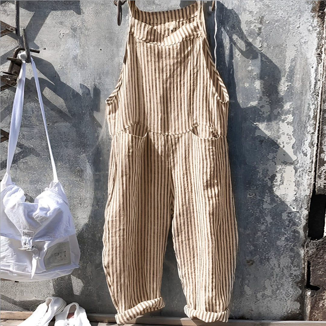 Chic Und Stil | White Vintage Overalls Unisex Adjustable with Pockets