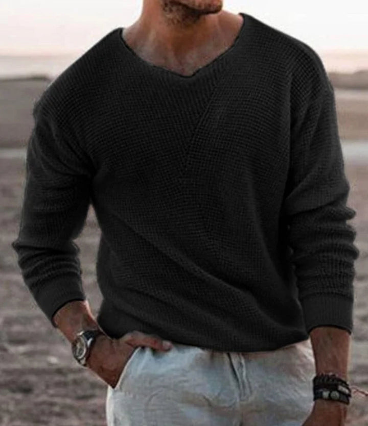 Chic Und Stil | White V-Neck Sweater Lightweight & Breathable