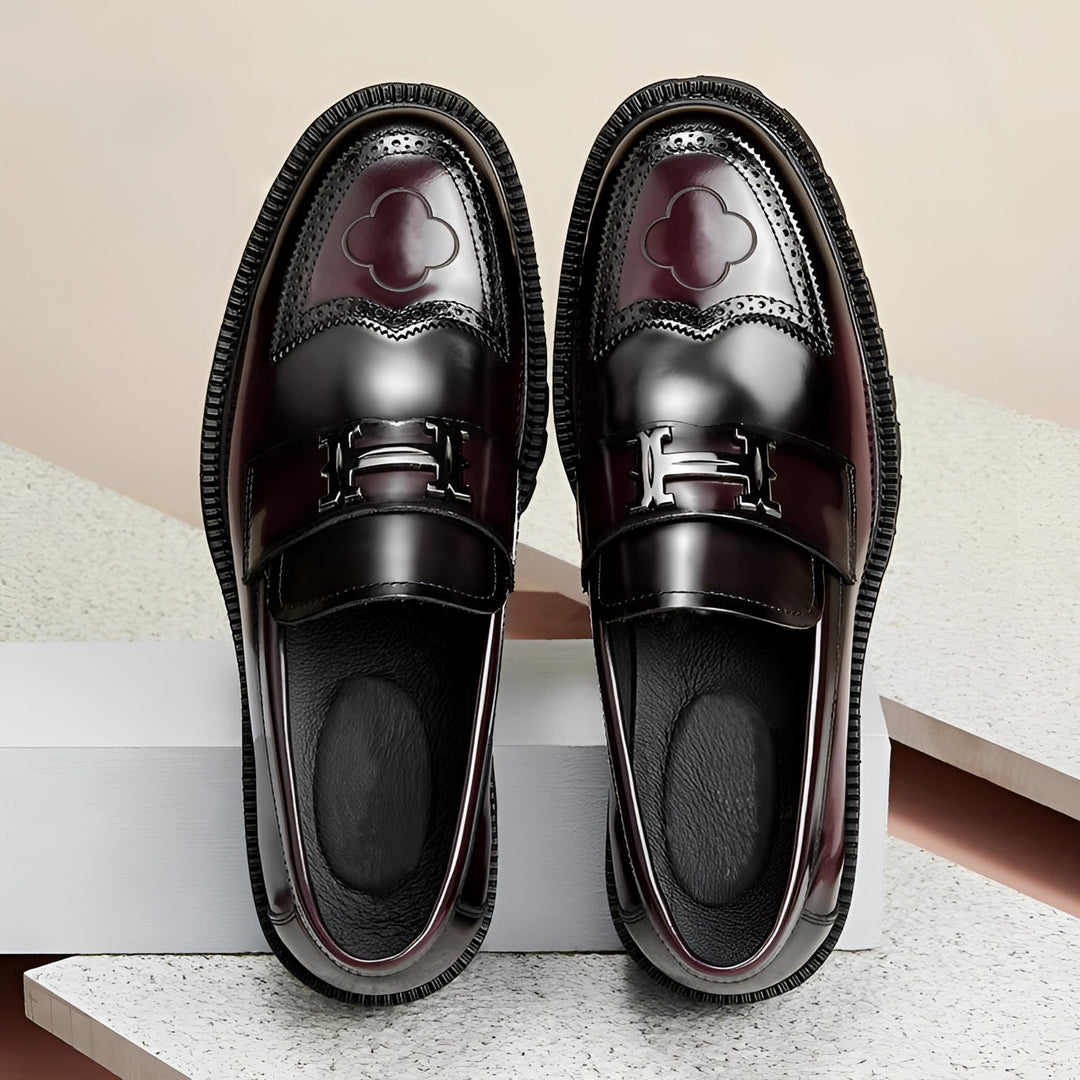 Chic Und Stil | Burgundy Leather Loafer Men Designer Thick Sole