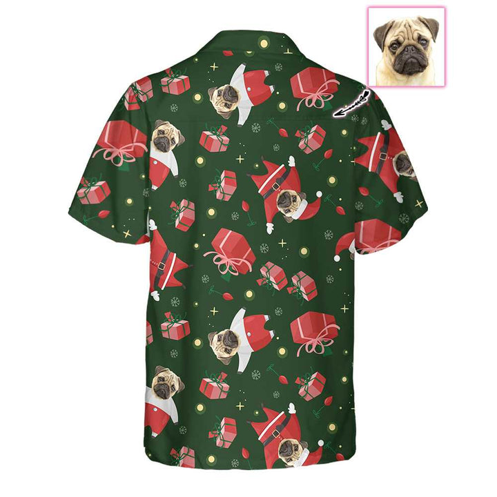 Lune London | The personalized Pug Santa Hawaiian shirt, Pug Christmas shirt for men and women, personalized Christmas gift idea