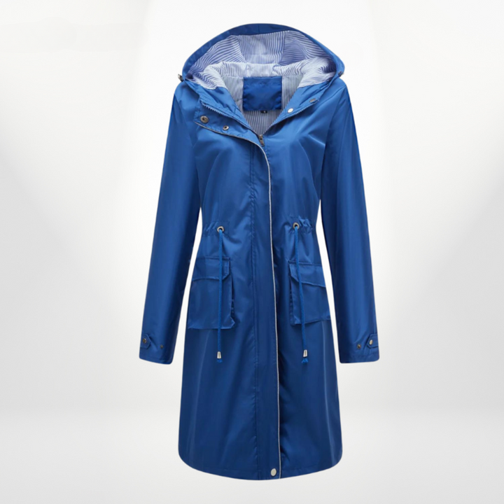 Lune London | Stylish waterproof trench coat for women with hood down to knee