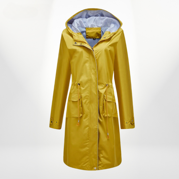 Lune London | Stylish waterproof trench coat for women with hood down to knee