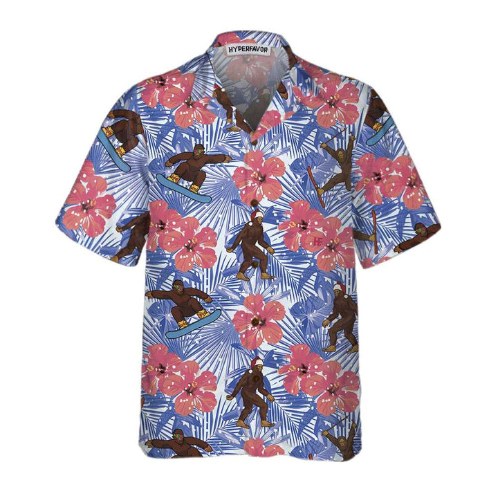 Lune London | Bigfoot tropical Christmas Hawaiian shirt, fun Christmas Bigfoot shirt, Christmas gift