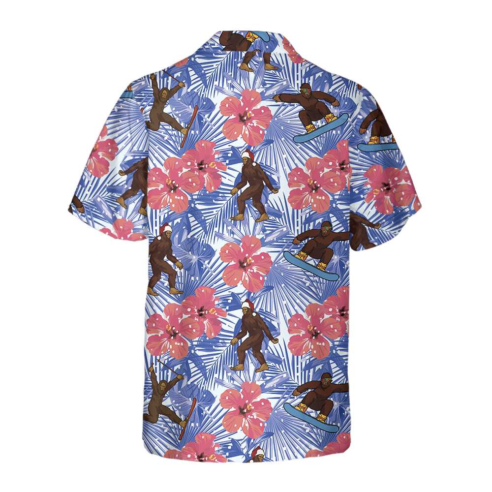 Lune London | Bigfoot tropical Christmas Hawaiian shirt, fun Christmas Bigfoot shirt, Christmas gift
