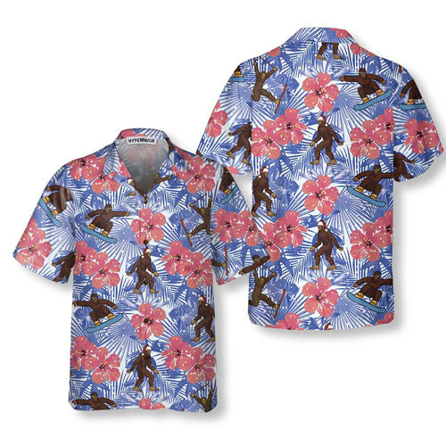 Lune London | Bigfoot tropical Christmas Hawaiian shirt, fun Christmas Bigfoot shirt, Christmas gift