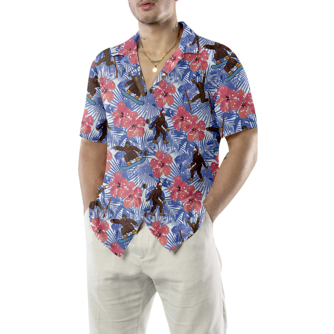 Lune London | Bigfoot tropical Christmas Hawaiian shirt, fun Christmas Bigfoot shirt, Christmas gift