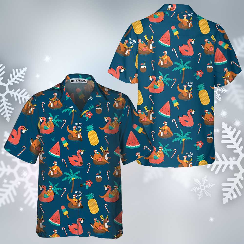 Lune London | Tropical and warm Christmas Hawaiian shirt, fun Christmas shirt, gift for Christmas