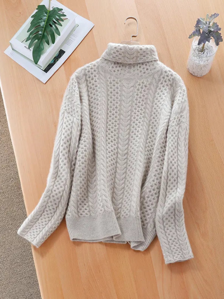 Lune London | Turtle neck sweater for women - Cable knit, loose fit