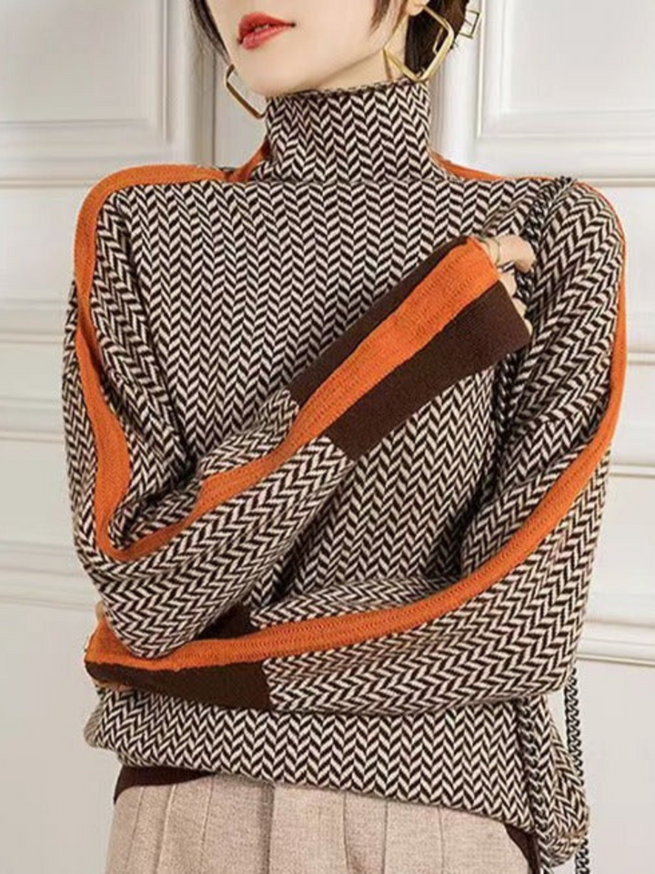 Lune London | Turtleneck Sweater for Women - Geometric Print