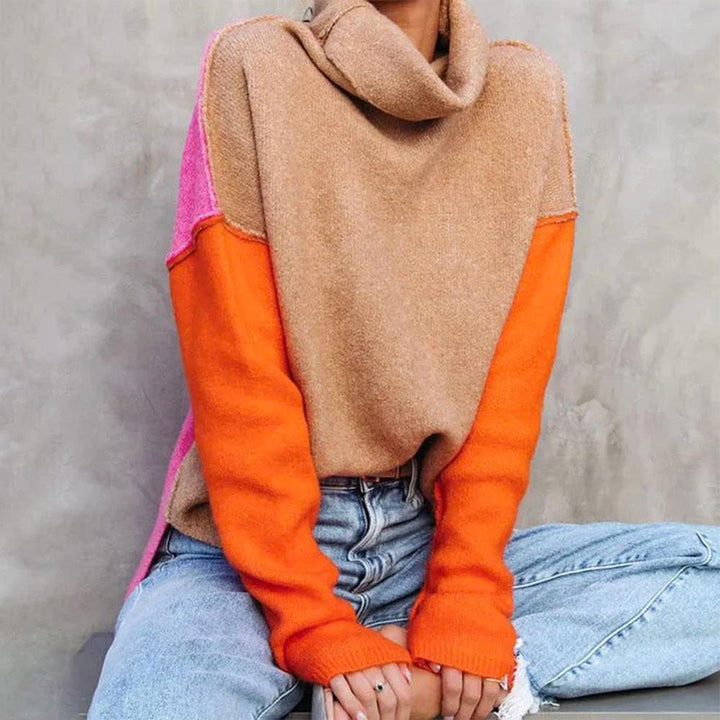 Lune London | Winter Turtleneck Sweater - Loose Fit with Color Block