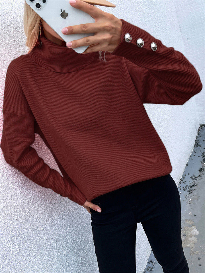 Lune London | Turtleneck Sweater - Winter Casual Fit With Button Sleeves