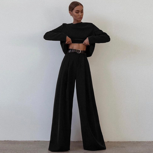 Lune London | Elegant Women's Two-Piece Set with Wide-Leg Pants
