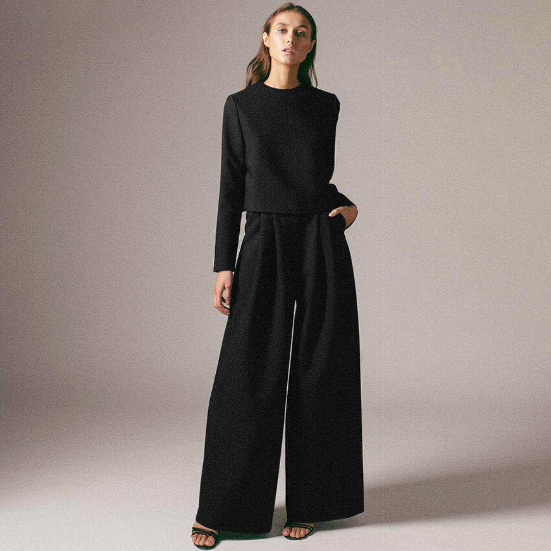Lune London | Elegant Women's Two-Piece Set with Wide-Leg Pants