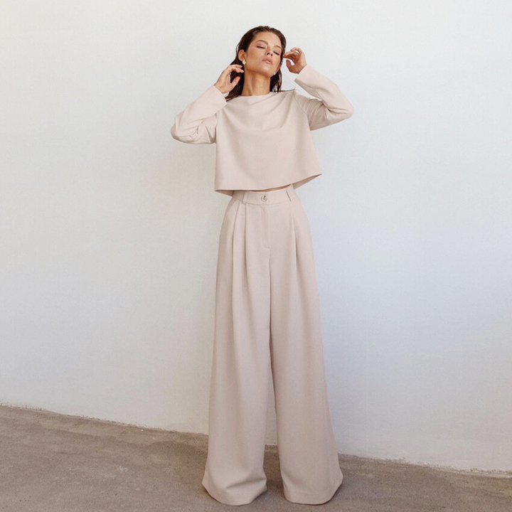 Lune London | Elegant Women's Two-Piece Set with Wide-Leg Pants