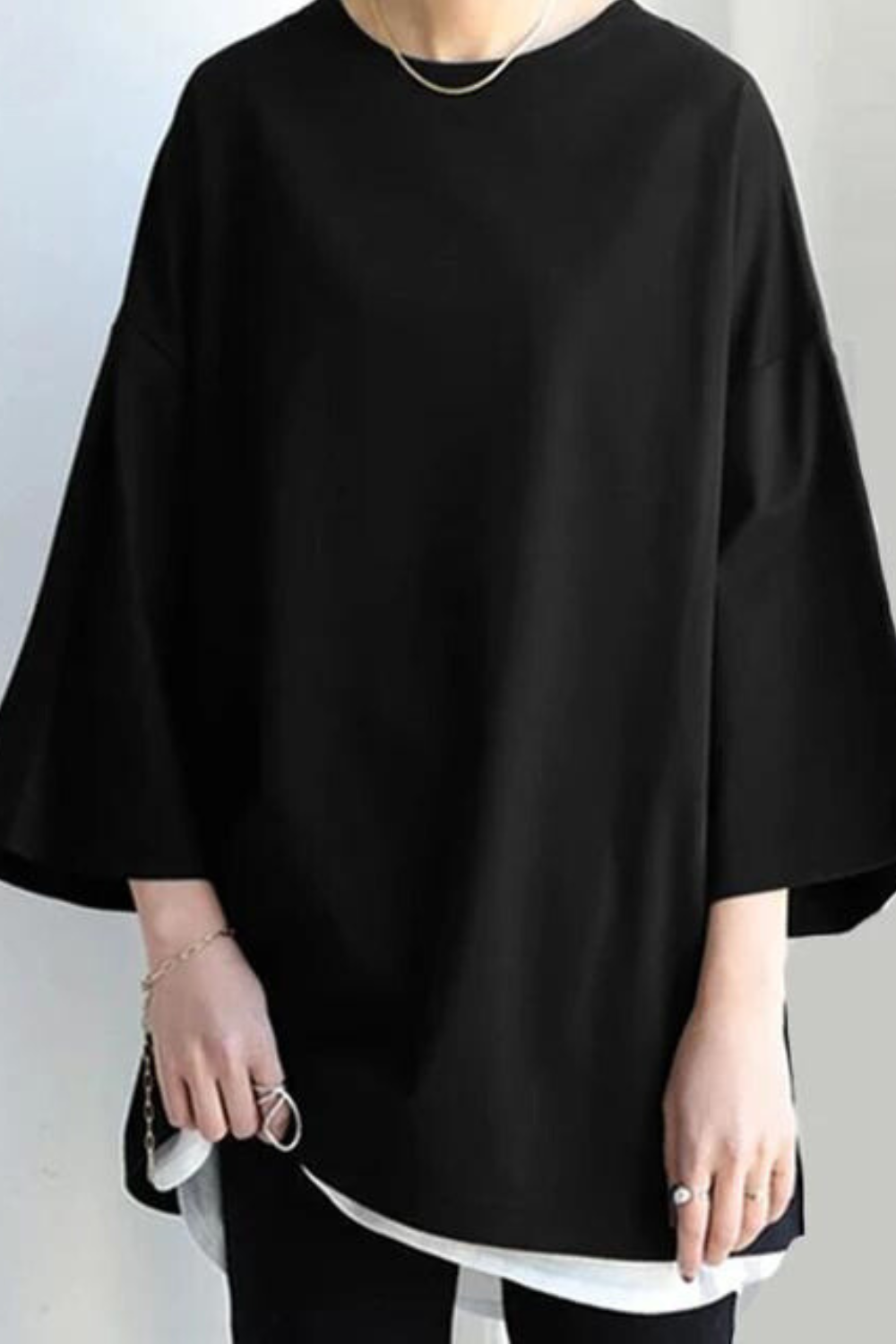 Lune London | Oversized T-Shirt Loose Fit Round Neck Long Sleeve T-Shirt Women's Clothing