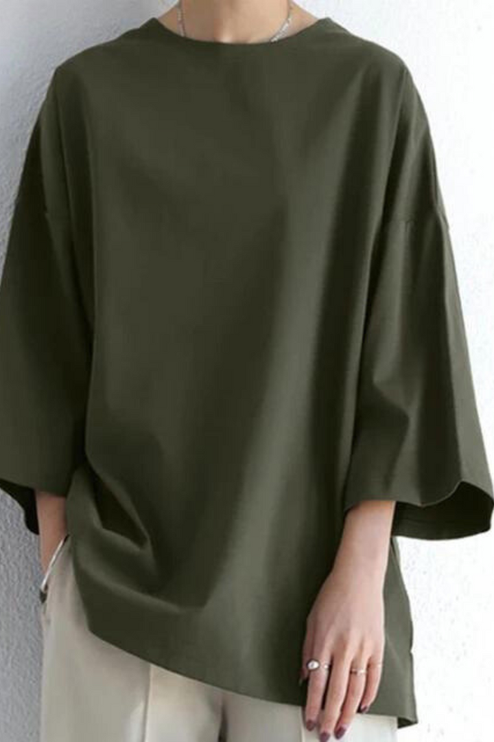 Lune London | Oversized T-Shirt Loose Fit Round Neck Long Sleeve T-Shirt Women's Clothing