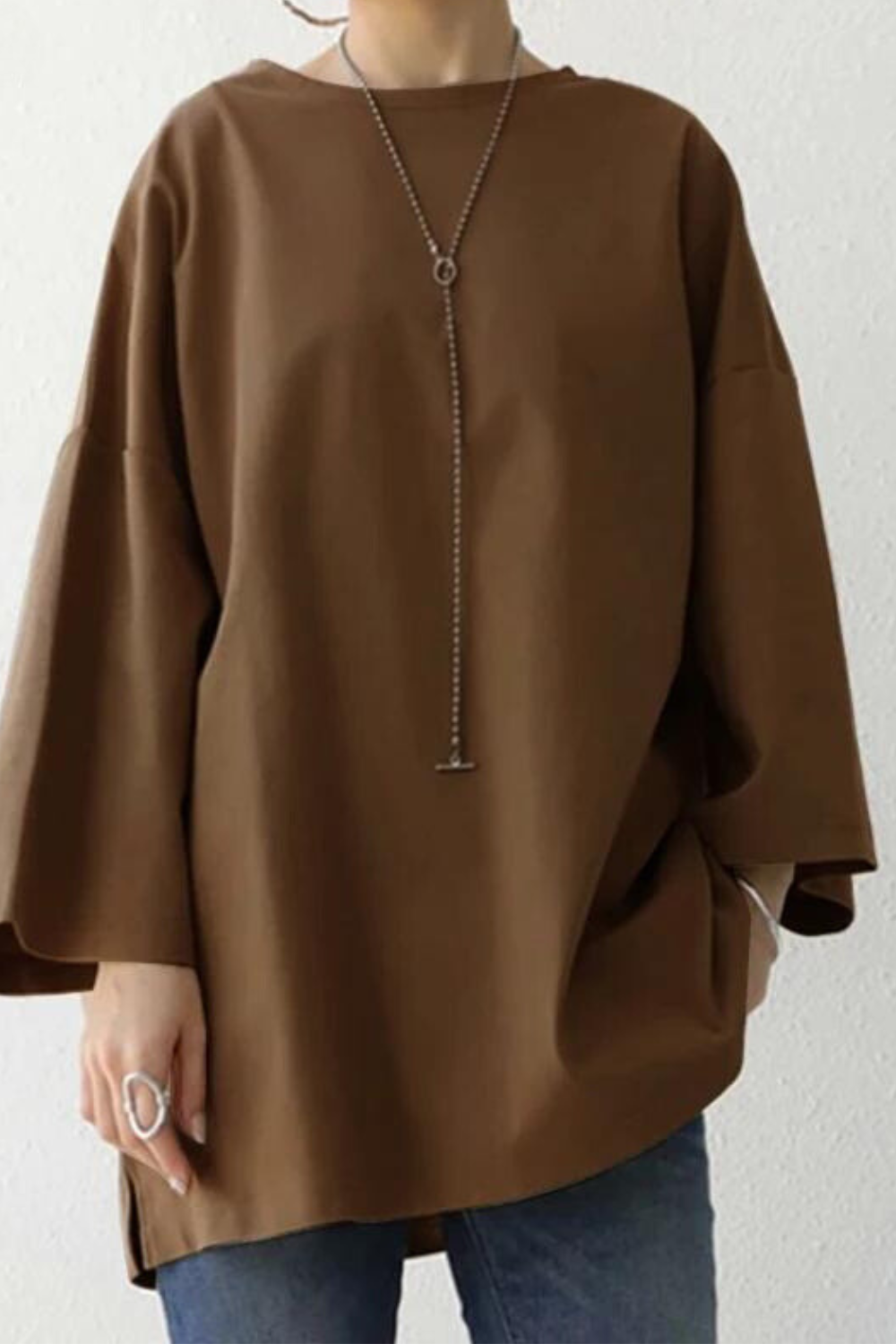 Lune London | Oversized T-Shirt Loose Fit Round Neck Long Sleeve T-Shirt Women's Clothing