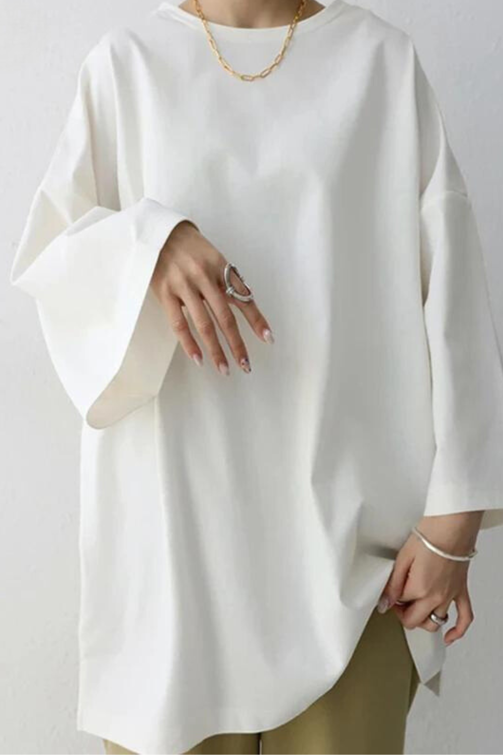 Lune London | Oversized T-Shirt Loose Fit Round Neck Long Sleeve T-Shirt Women's Clothing