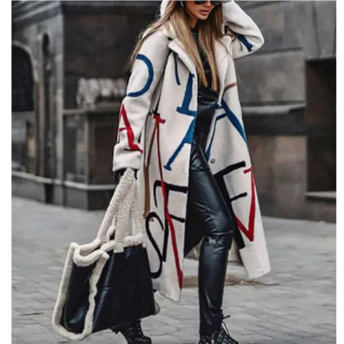 Lune London | Longer Coat - Wool Blend - Loose Fit - Graphic Pattern Design