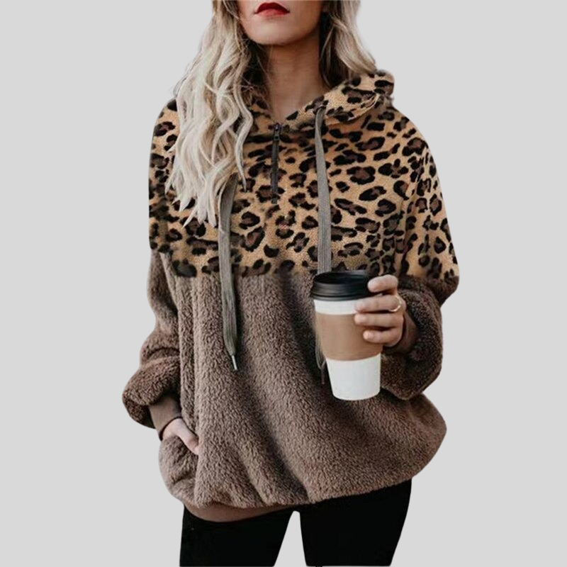 Lune London | Hoodie - Oversized Fit - Plush & Leopard Print - Soft & Comfortable