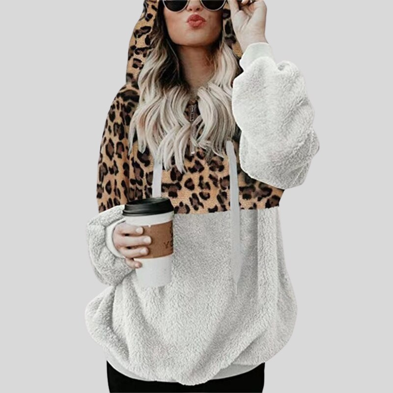 Lune London | Hoodie - Oversized Fit - Plush & Leopard Print - Soft & Comfortable