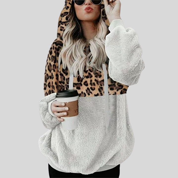 Lune London | Hoodie - Oversized Fit - Plush & Leopard Print - Soft & Comfortable