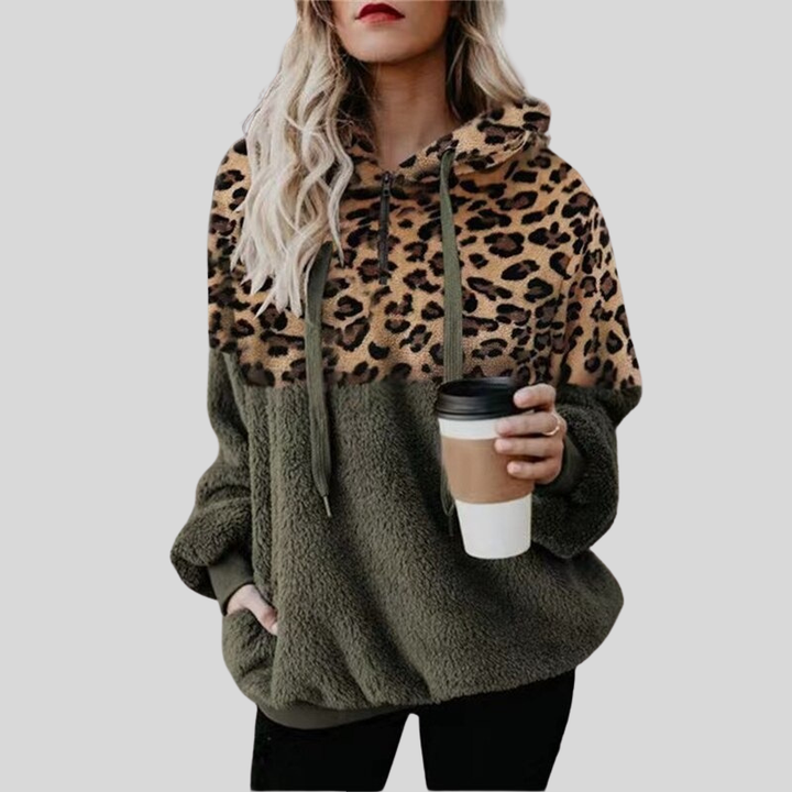 Lune London | Hoodie - Oversized Fit - Plush & Leopard Print - Soft & Comfortable