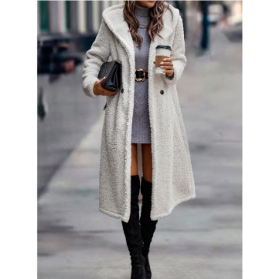 Chic und Stil | Coat - Loose Fit - Soft Acrylic Wool - Long - Classic Lapel - Double Button