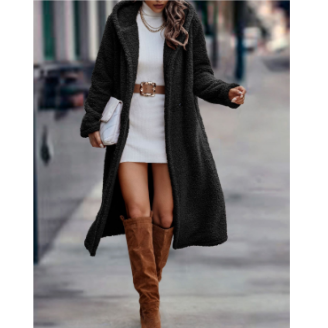 Chic und Stil | Coat - Loose Fit - Soft Acrylic Wool - Long - Classic Lapel - Double Button